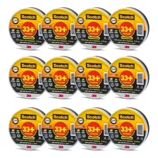 Fita Isolante 3m Scotch 33+ 20 Metros - 3m - Kit 12 Peças Cor Preto Liso