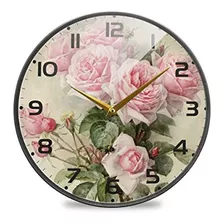 Reloj De Pared Grande Con Diseño De Rosas