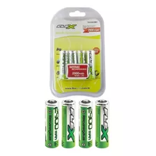 Pilha Recarregável Pequena Aa 2900mah Cartela 4pçs Flexgold