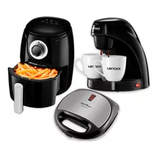 Fritadeira Airfryer Sem Óleo + Cafeteira E Sanduicheira