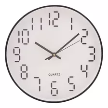 Relógio De Plástico Para Parede 30,5x4cm Preto E Branco Lyor