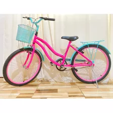 Bicicleta Aro 24 Bike Rosa Retrô Infantil Semi Nova Ciclismo