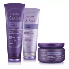 Kit Eudora Siàge Loiro Expert: Shampoo 250ml + Condicionador 200ml+ Máscara 250g