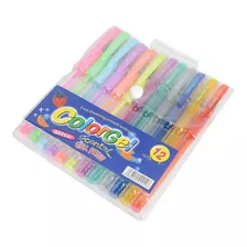 Kit Com 12 Canetas Coloridas Em Gel Com Glitter E Cheiro