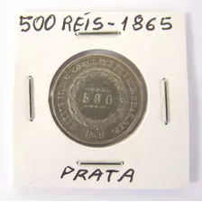 Antiguidade Antiga Moeda De Prata 500 Réis De 1865 Mbc