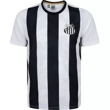 Camisa Santos Masculina Trix Branco Preto Oficial Licenciada