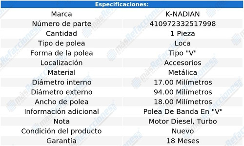 Polea Banda Metalica Tipo  V  604 L4 2.3l 82 Foto 3