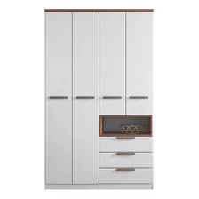 Guarda Roupa Solteiro New Conect 4 Portas Santos Andira Cor Branco Tx / Jatoba