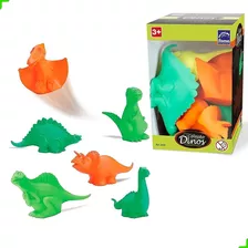 Kit 6 Dinos De Borracha Coloridos Brinquedo Top Infantil