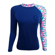 Camisa Lycra Supernáutico Azul Sereia Proteção Solar Esporte