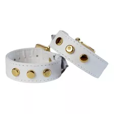 Pulseira Bracelete Couro Legítimo Branco Ajustável Punk Rock