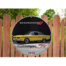 Placa Retrô Em Metal - Dodge Charger R/t 1973