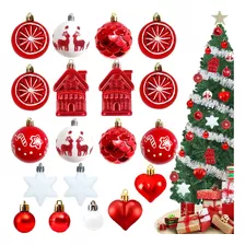 40 Pcs Esferas Navideñas Rojo Y Blanco Decorativa De Navidad