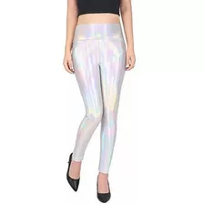 Pantalones Brillante Holográfica Polainas Líquido Metálicos 