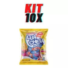 Kit 10 Pacotes De Bala Lua Cheia Frutas Mastigável 400g