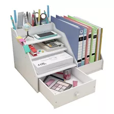 Organizador De Escritorio Con Portalápices Office Blanco