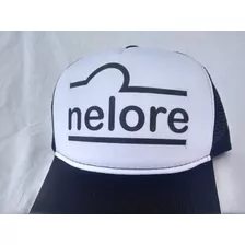 Boné Nelore Country Modelo Trucker De Tela Preto/branco