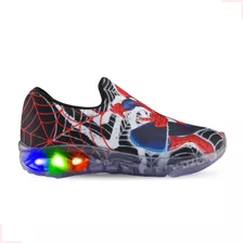 Tênis Slip On Infantil Masculino Aranha Dinossauro Luzinha