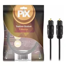 Cabo De Áudio Óptico Digital 5 Metros Toslink 5m Plug Gold