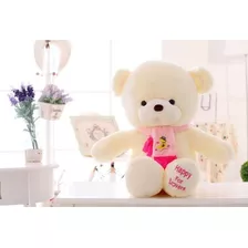 Ursinho Urso 30cm Creme Pelúcia Com Cachecol Rosa Importado