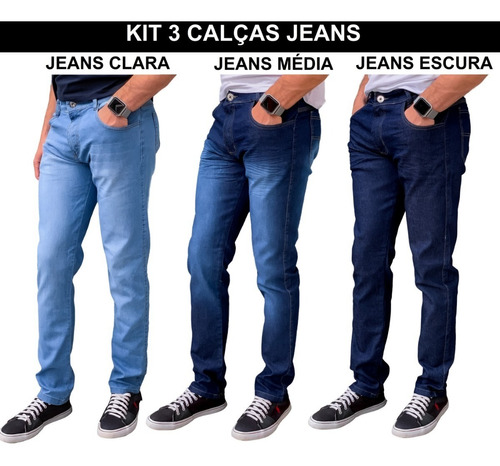 Kit 3 Calça Masculina Lycra Slim Jeans Preço De Fabrica