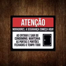 Kit 13 Placas De Atenção Mantenha A Porta Fechada Condomínio