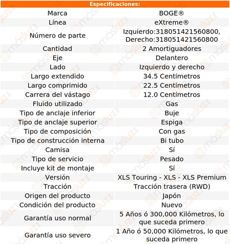 Kit 2 Amortiguadores Del Montero Sport V6 3.5l 03/07 Boge Foto 2