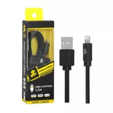 Cabo Usb Flat P/ iPhone iPad Ipode 1,2m Carregar E Dados Cor Preto