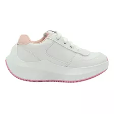 Zapatilla Niña Pu Blanco Rosa Deportiva Unpasitoalavez