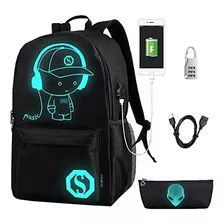 Flymei Mochilas Para Adolescentes, Mochila Luminosa De Dibuj