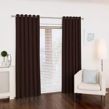 Cortina Para Sala E Quarto 300x280 Com Ilhos Para Varão Cor Marrom