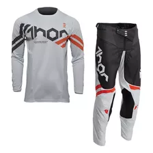 Calça E Camisa Thor Pulse 24 Cube Cinza Motocross Trilha Kit