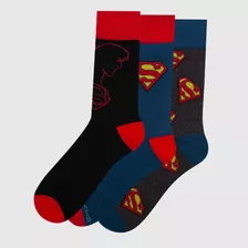 Tripack Calcetines Hombre Superman X Azul Dc Comics