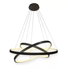 Lustre Pendente 5 Cores Led Moderno 3 Arcos Anéis 89w 60cm Cor Preto 110v/220v