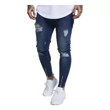 Calça Masculina Jeans Rasgada Premium Destroyed Skinny Ziper