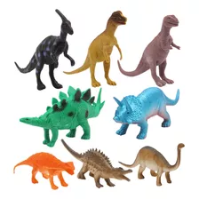 Kit Dinossauros De Borracha Tamanho Médio 8 Peças Jurrasic