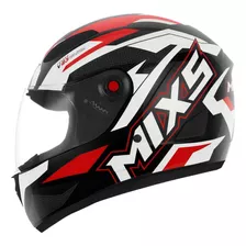 Capacete Moto Mixs Fokker V23 Fechado Motoqueiro Integral Cor Preto E Vermelho Brilhoso Tamanho Do Capacete 56