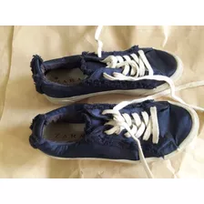 Zapatillas De Raso Azul Zara Importadas 37 Oportunidad! 