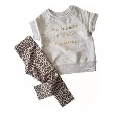 Conjunto Nena Carters Leggings Print Blusa Gris 