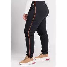 Calça Feminina Plus Size Moleton Peluciado Filetes Cores Con