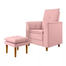 Poltrona De Amamentação Quarto Infantil Kate Suede Rosa Bebê