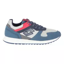 Zapatillas Lotto Runner Plus Hombre En Azul Y Rojo