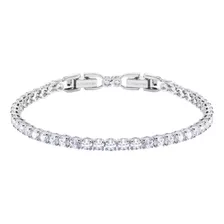 Pulsera Swarovski Tennis Round Deluxe, Blanco, Baño De Rodio