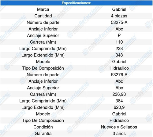 Kit 4 Amortiguadores Dodge Ram 1500 Van V6 3.9l 95-03 Foto 4