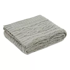 Manta Tricô Cobertor Sofá Cama Casa Decoração 127x152cm Cor Bege