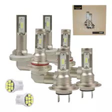 Kit 6 Lâmpadas Nano Led Micro 8000k Farol Alto Baixo + Milha