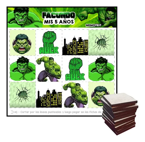 Memotest Mdf Hulk Super Heroes Cumple Souvenir X10