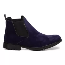 Bota Botina Chelsea Masculina Colorida Camurça Azul Fak