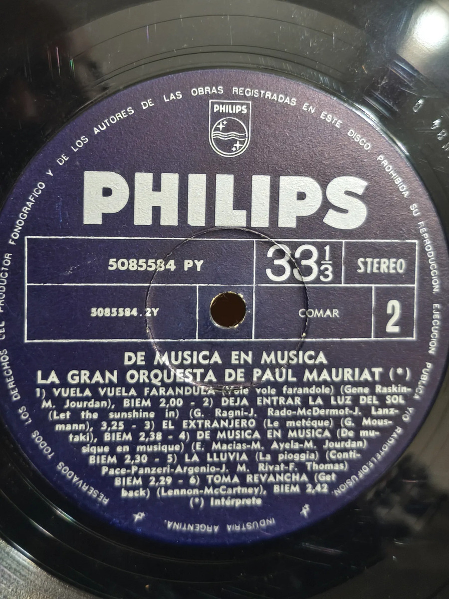Paul Mauriat - De Musica En Musica - vinilo 1975