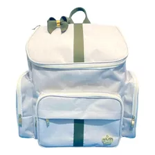 Mochila Maternidade Bolsa Bebê Costas Luxo Bege/verde Linho